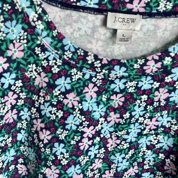 J. Crew Floral French Terry Sweatshirt Size L Blue Green NWOT - Picture 6 of 14